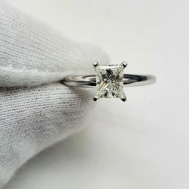 0.63 Diamond Engagement Ring Solitaire Natural Princess Cut 14k White Gold - Image 2 of 4