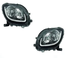 2 Lighthouses Headlight Projectors Front L+R Parab Black LED Smart Fortwo