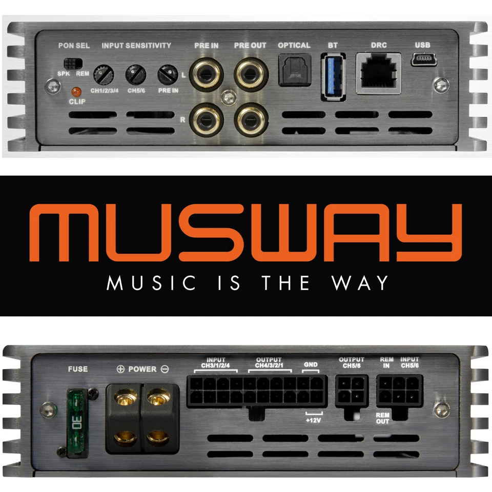 MUSWAY M6v3 630 Watt 6-Kanal Verstärker mit 8-Kanal DSP Auto Endstufe digital - Bild 2 von 2