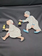 Arnels Race To The Outhouse Man Woman Chalkware Wall Hanging 1960's NO OUTHOUSE