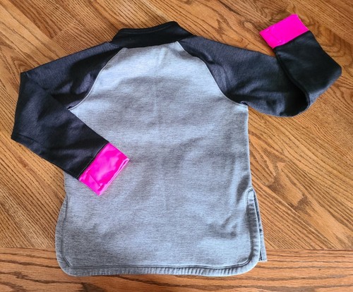Adidas Running Athletic Sweatshirt Jacket Girl's Size L (12-14) Gray/Pink - Picture 2 of 7