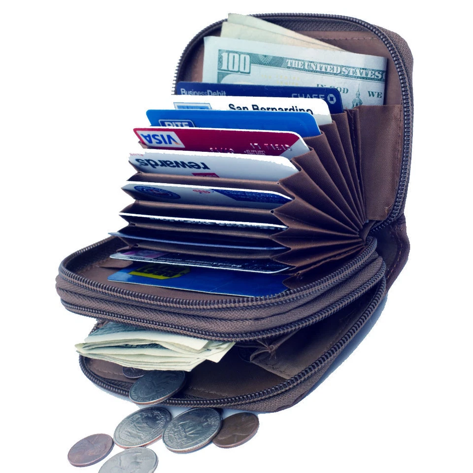 Cartera acordeón con tarjetero de crédito de cuero genuino RFID Foto 2 de 4