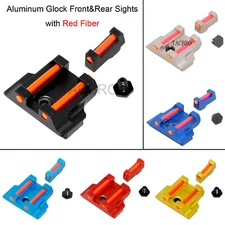 Aluminum Front & Rear Red Fiber Sight Fit G17 G19 G22 G23 G24 G26 G27 G31 34 35 