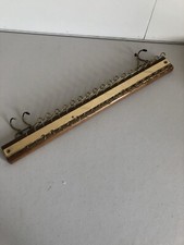 Vintage Wood Gold Tone Metal 36 Hook Tie Rack Belt Wall Mount Closet Organizer