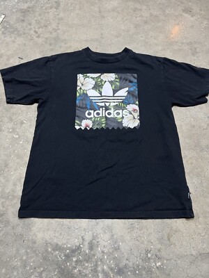 Vintage Adidas Tropical Flowers Trefoil T-Shirt Men Medium