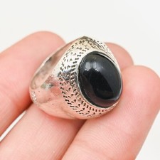 Black Onyx Men's Ring Solid 925 Sterling Silver Statement Ring, All Size M162