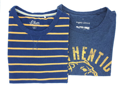 Herren T-Shirt s.Oliver Gr. L slimfit + T-Shirt Angelo Litrico L, blau + cognac