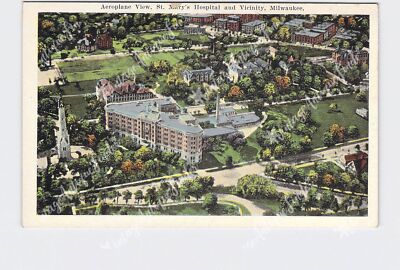 PPC Postcard WI Wisconsin Milwaukee Birds Eye View St Mary'S Hospital And Vicini