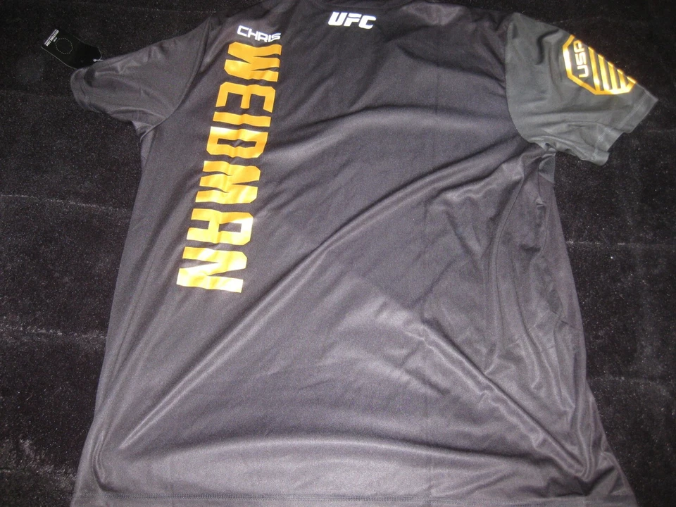 Nuevo Chris Weidman Reebok UFC Fight Kit Jersey Campeón Negro Dorado Camiseta XL Foto 2 de 4