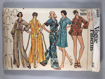 VTG Vogue Patterns Uncut - Lounge Wear, Cover-Up, Pants - Size 14 Bust 36