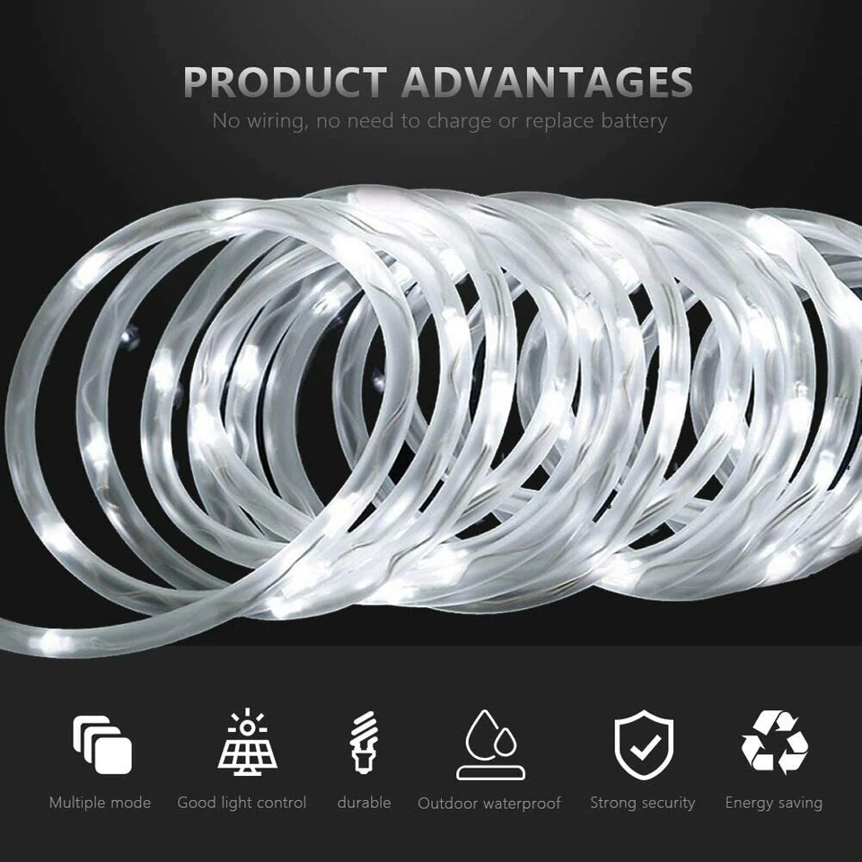 Solar Lichterkette 5-20M 50-200 LED Solar Lichtschlauch Aussen Draht Garten Deko - Bild 4 von 4