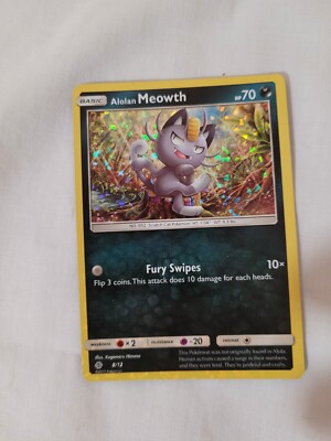 Alolan Meowth Holo/Shiny - 8/12 McDonald's 2017 Excellent