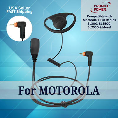 1.5-Wire D-Shape PTT Earpieces For Motorola Two-Way Radios SL300, SL3500, SL7550
