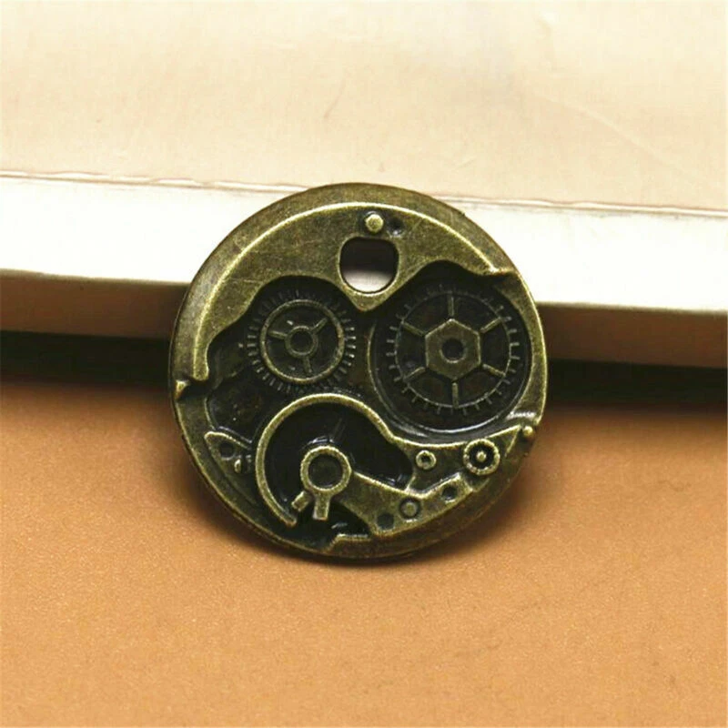Berloques antigos de engrenagem de roda redonda 25/38 mm steampunk faça você mesmo pingente acessórios - Imagem 4 de 4