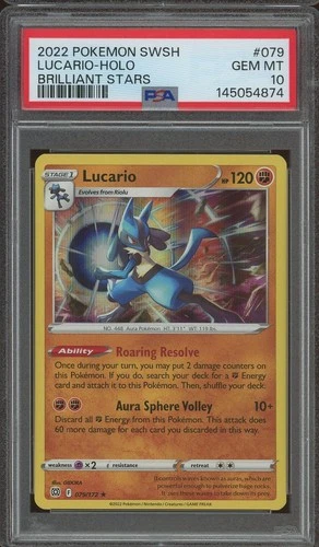 Pokemon SWSH Brilliant Stars #079 Lucario Holo Rare PSA 10 Gem Mint Low Pop