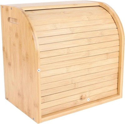 Wood Bread Box Bamboo Food Storage Box 2 Tier Roll  Bread Case for Kitchen