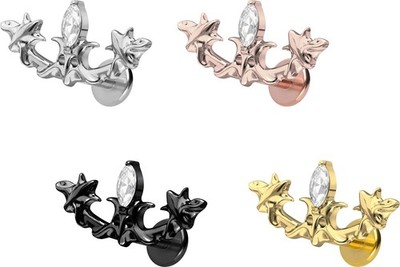 PIERCINGLINE  Piercing Stecker Titan Labret mit Gewinde GOTISCHES DESIGN