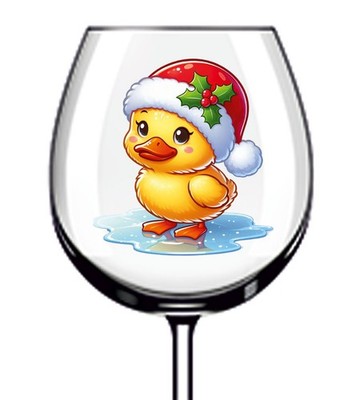 12x Aquarell Weihnachten lustige Ente Vinyl Aufkleber Abziehbild Becher Weinglas Van