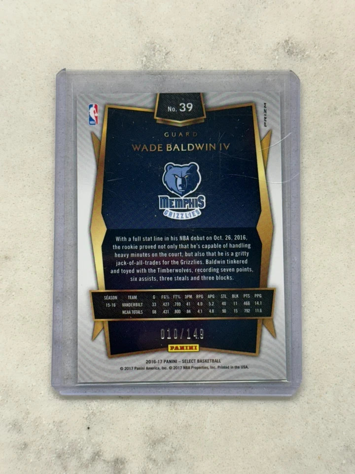 2016-17 Panini Select - Concourse Wade Baldwin IV #39 (RC) WHITE /149 ROOKIE  - Image 2 of 2