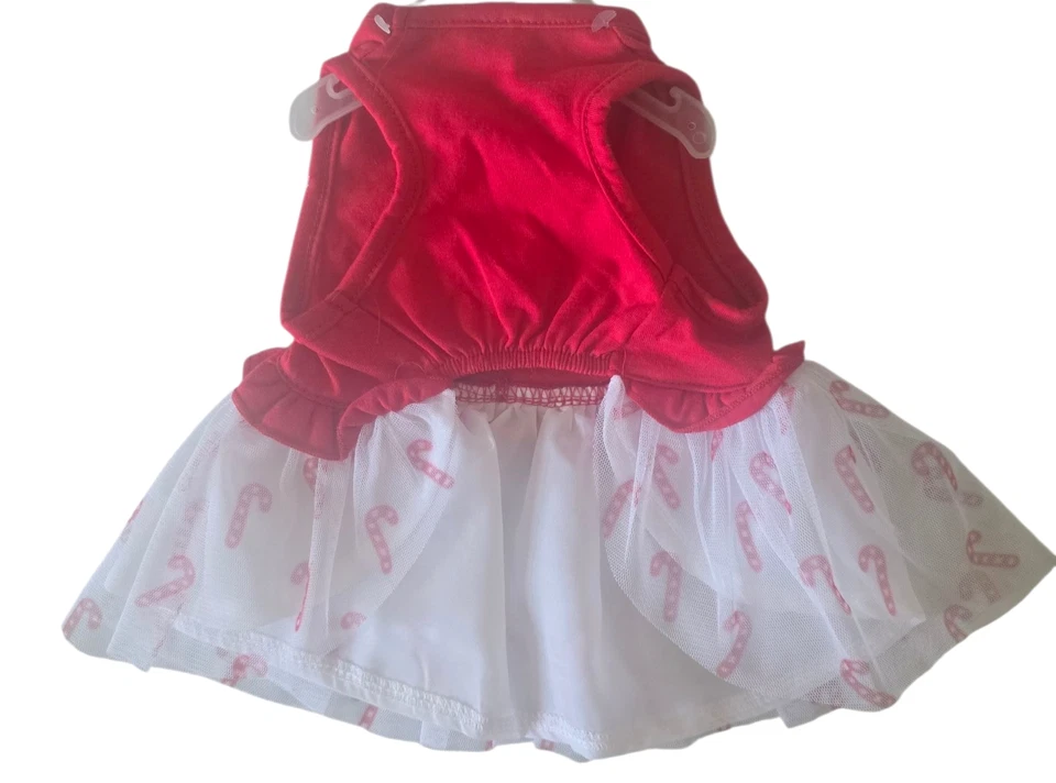 Simply Dog, Red & White Christmas, Bows, Candy Cane Skirt Puppy/Dog Dress, XS - Image 3 of 4