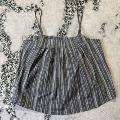 Outerknown Tank Top Womens Size SP Gray Stripes Cotton linen Blend Tides