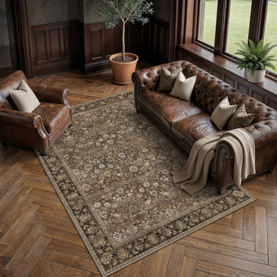 5x7 Vintage Brown Area Rug Washable Non Slip Oriental Farmhouse