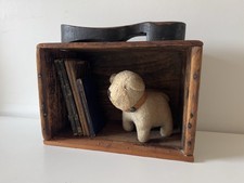 Antique Primitive Shoe Shine Box Wood Black Paint Wall Shelf Ready To Hang