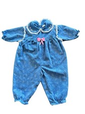 Vintage Baby Togs Blue Floral Romper 18 Mo Denim Look Lace Trim Cottage Core USA