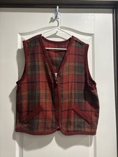 Vintage Wool Blend Tartan Plaid Sweater Vest Full Zip Women  s Lg