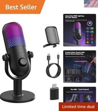 USB Condenser Microphone with RGB Lighting - Perfect for Gaming  Streaming