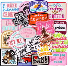 22PCS Words Iron on Patches Large Colorful Phrase Embroidered Appliques Funny Co