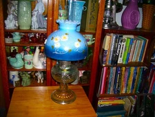 ALADDIN WASHINGTON DRAPE CRYSTAL OIL LAMP ~ SHADE & CHIMNEY   1941- 1953 MODEL B