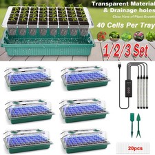 2-6 Packs Seed Starter Tray with Grow Light, 40-Cell Seedling Starter Trays Kit
