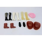 Vintage Fashion Doll Accessory Lot Boots Cowboy Hats Shoes Pink Beret 13pc Set