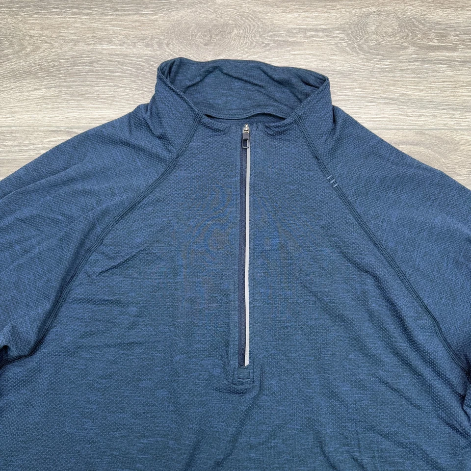 Pullover Lululemon Para Hombres Pequeño Azul Marino Metal Vent Tech 1/2 Cremallera Delgado Pelotón Entrenamiento Foto 2 de 4