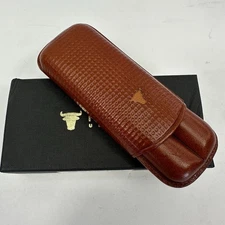 Piel Frama Brown Calfskin Leather Premium Cigar Case - Two Slot - One Of A Kind