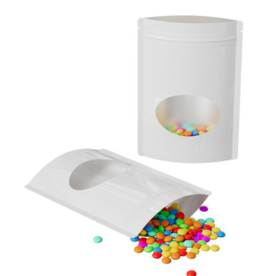 Multi-Use Glossy White Stand-Up Pouch w/ Window in Many QTY (4x6.3'')