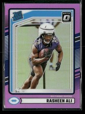 2024 Donruss #347 Rasheen Ali Optic Rated Rookies Preview Pink Baltimore Ravens