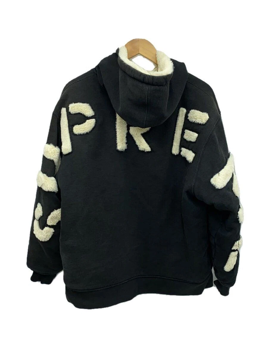 Supreme Felpa con Cappuccio Zip 22AW Foderata in Pelliccia Ecopelliccia M Cotone Nero Usata