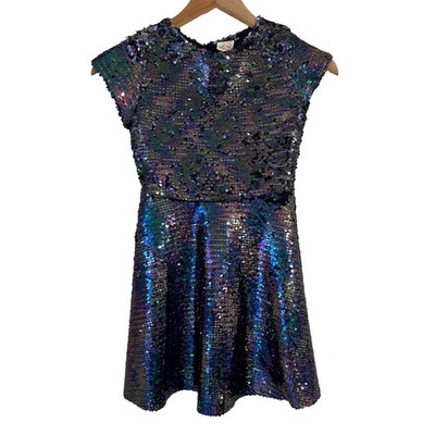 Zara Girls Sequin Skater Dress Size 8 Purple Iridescent Party New Years  Holiday | eBay