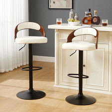 Set of 2 Swivel Bar Stools 25“Counter Height w/Soft Cushion Seat Wood Bar Chairs