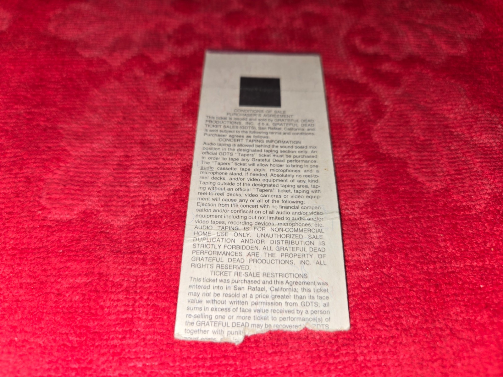 VINTAGE CONCERT TICKET STUB FOR THE GRATEFUL DEAD MAY 25 1995 SEATTLE STADIUM