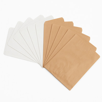 CuteBox White/Kraft Flat Paper Gift Bags 100pcs