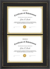 Golden State Art, Double 14x20 for 8.5x11, Black - over Gold Mat