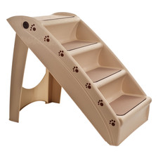 Foldable Nonslip Pet Stairs with 4-Step Design Tan 