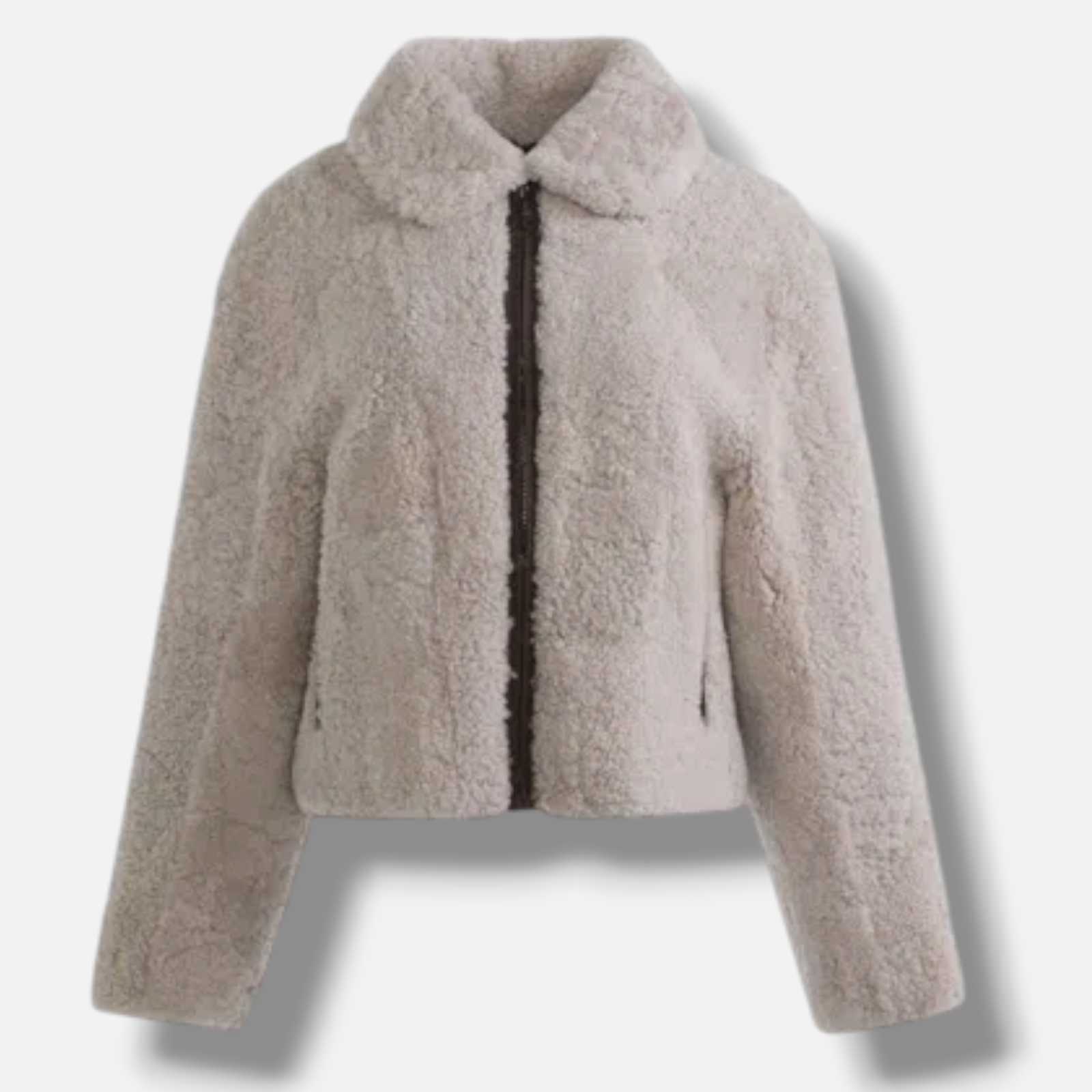 Wolfie Women's Beige Curly Shearling Coat Jacket Size S