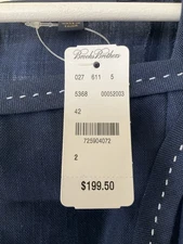 NEW $199.50 Brooks Brothers Blue Linen-Wool Fit And Flare Dress - 2