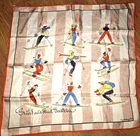 Ski Scarf Austria Souvenir 1960s MCM Bad Gastein Orig Streibnig-Tuch 22" sq  EXC
