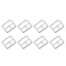 8Pcs Metal Roller Buckles 25mm/1" Single Prong Belt Strap Adjuster Silver