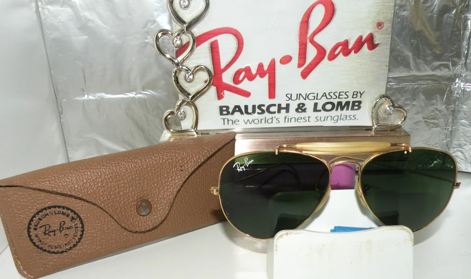ÓCULOS DE SOL VINTAGE DÉCADA DE 1940 RAY BAN BAUSCH-LOMB 1/10 12k GF LOGOTIPO OUTDOORSMAN CAIXA AO RB - Imagem 2 de 4